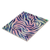 Glamour Holographic Glitzer Blue Zebra Stripes Fliese (Seite)