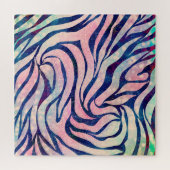 Glamour Holographic Glitzer Blue Zebra Stripes Puzzle (Horizontal)