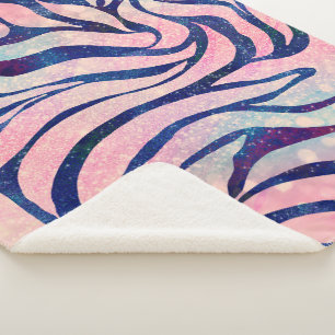 Glamour Holographic Glitzer Blue Zebra Stripes Sherpadecke