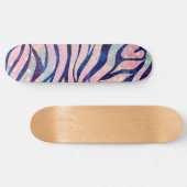 Glamour Holographic Glitzer Blue Zebra Stripes Skateboard (Horizontal)