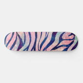 Glamour Holographic Glitzer Blue Zebra Stripes Skateboard (Horizontal)
