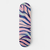 Glamour Holographic Glitzer Blue Zebra Stripes Skateboard (Vorderseite)