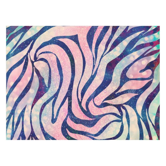 Glamour Holographic Glitzer Blue Zebra Stripes Tischdecke (Vorderseite (Horizontal))