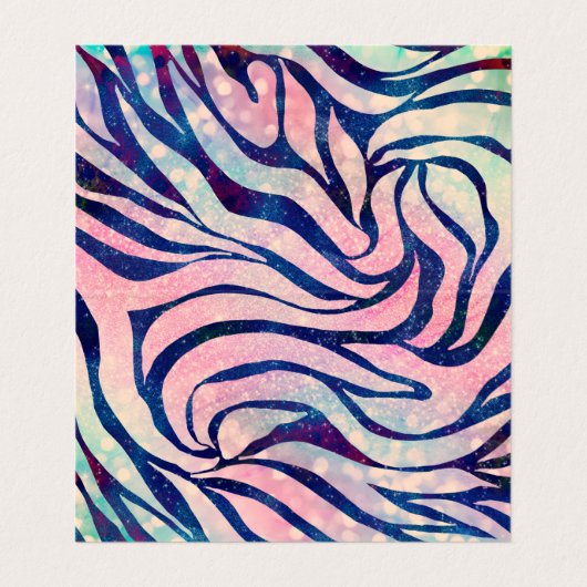 Glamour Holographic Glitzer Blue Zebra Stripes Visitenkarten (Innenseite Aufgefaltet)