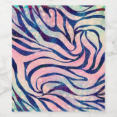 Glamour Holographic Glitzer Blue Zebra Stripes Weinetikett (Einzelnes Label)