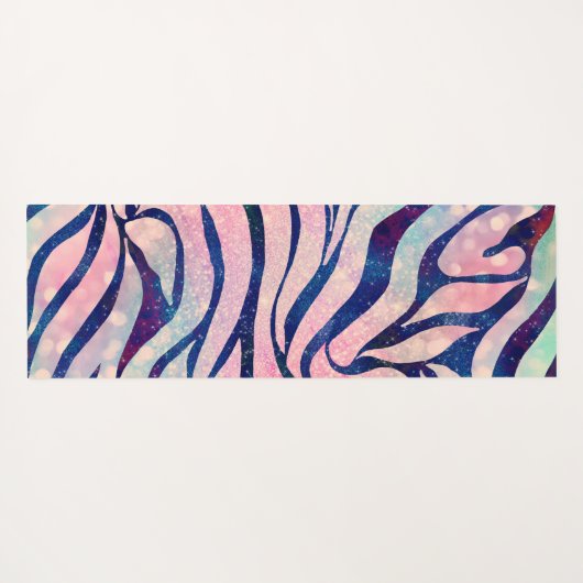 Glamour Holographic Glitzer Blue Zebra Stripes Yogamatte (Rückseite (Horizontal))