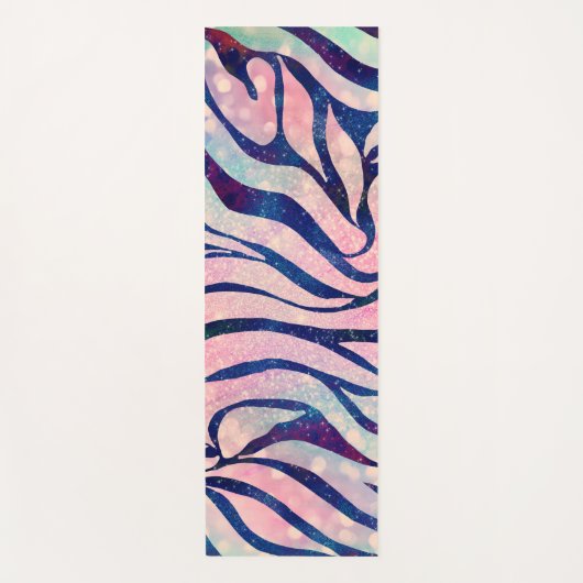 Glamour Holographic Glitzer Blue Zebra Stripes Yogamatte (Vorderseite)