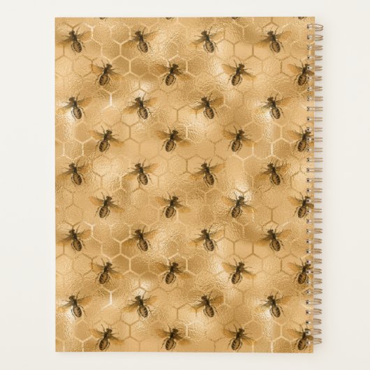 Glamour Honeycomb Bee Gold Honey Design Planer (Rückseite)