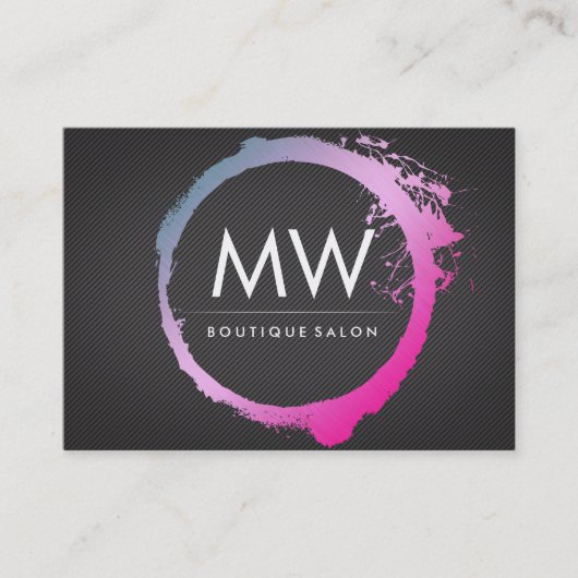 Glamour Hot Pink Blue Brushed Monogram Visitenkarte (Vorderseite)