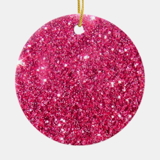 Glamour Hot Pink Glitzer drucken Keramik Ornament (Vorne)