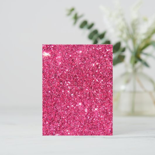 Glamour Hot Pink Glitzer Einladung (Stehend Vorderseite)