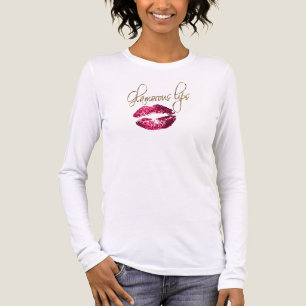 Glamour Hot Pink Glitzer Lippen Tri-Blend Shirt