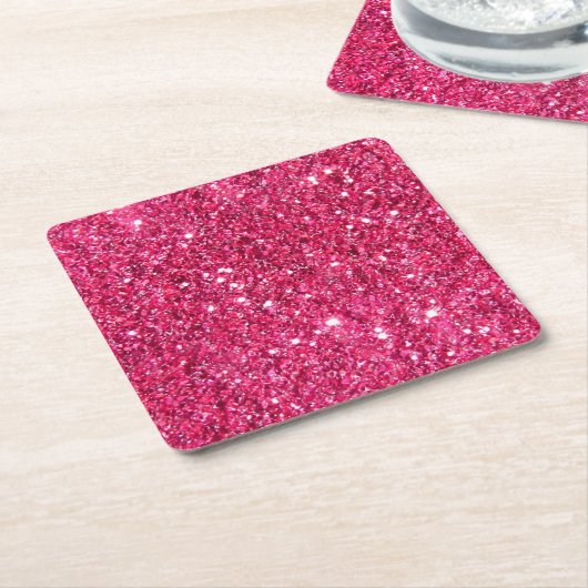 Glamour Hot Pink Glitzer Rechteckiger Pappuntersetzer (angewinkelt)