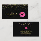 Glamour Hot Pink Kiss mit IMITATS Gold Glitzer Visitenkarte (Vorne/Hinten)
