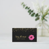 Glamour Hot Pink Kiss mit IMITATS Gold Glitzer Visitenkarte (Stehend Vorderseite)