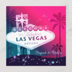 Glamour Hot Pink Las Vegas Hochzeitseinladung Einladung