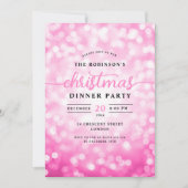 Glamour Hot Pink Lights Weihnachtsabend Party Einladung (Vorderseite)