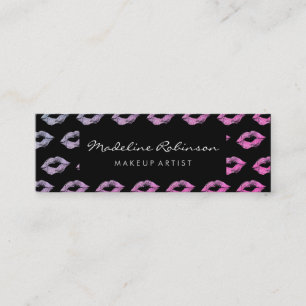 Glamour Hot Pink Violetter Glitter Küsse Mini Visitenkarte
