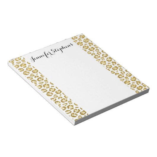 Glamour Imitate Funkelnd Gold Leopard Notizblock (angewinkelt)