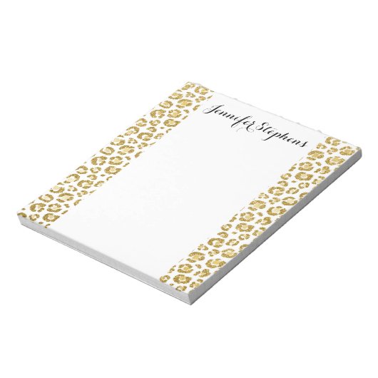 Glamour Imitate Funkelnd Gold Leopard Notizblock (Rotiert)
