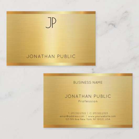 Glamour Imitate Gold Beruflich Moderne Elegante Visitenkarte (Vorne/Hinten)