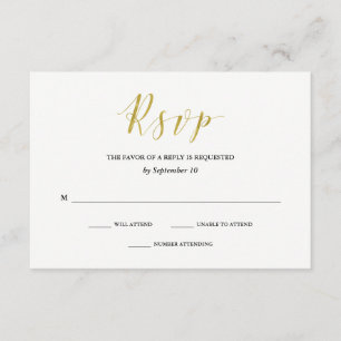 Glamour Imitate Gold Classic Wedding RSVP Karte