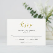 Glamour Imitate Gold Classic Wedding RSVP Karte (Stehend Vorderseite)