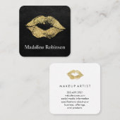 Glamour Imitate Gold Glitzer Kiss Quadratische Visitenkarte (Vorne/Hinten)