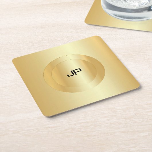 Glamour Imitate Gold Monogramm Personalisierte Vor Rechteckiger Pappuntersetzer (angewinkelt)