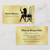 Glamour Imitats Gold und Black Woman Haair Boutiqu Visitenkarte (Vorne/Hinten)