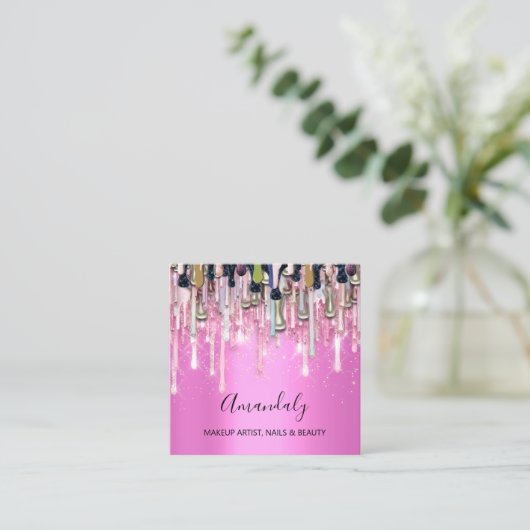 Glamour in Gold getropft: Karte, die spart Quadratische Visitenkarte (Stehend Vorderseite)