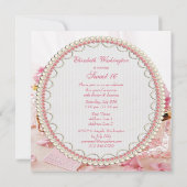 Glamour Juwelen, rosa Blume & Boxen Sweet 16 Einladung (Rückseite)