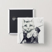 Glamour-Katze Button (Vorne & Hinten)