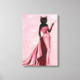 Glamour-Katze im Rosa Leinwanddruck