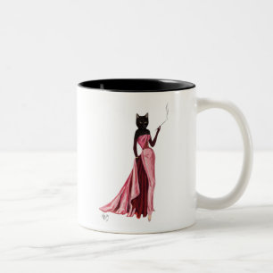 Glamour-Katze in Rosa 2 Zweifarbige Tasse