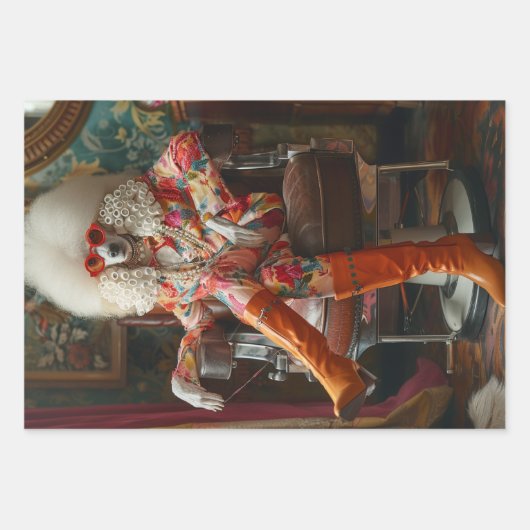 Glamour Katzen im Salon Decoupage Geschenkpapier Set (Vorderseite 3)