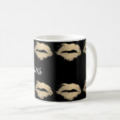 Glamour Kiss Pattern (Gold) Kaffeetasse (VorderseiteRechts)