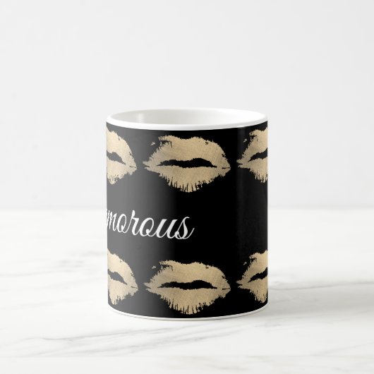 Glamour Kiss Pattern (Gold) Kaffeetasse (Mittel)