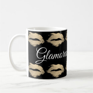 Glamour Kiss Pattern (Gold) Kaffeetasse