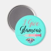 Glamour Krankenschwester erschossen aquamarin rosa Magnet (Vorderseite/Rückseite)