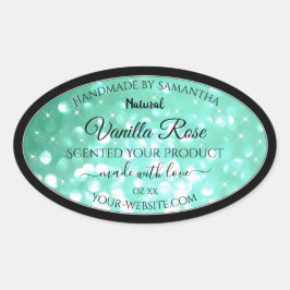 Glamour-Labels für Aquamarine Glitzer-Produktverpa Ovaler Aufkleber