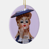 Glamour Lady Head Vase Extravagant Blue Hat  Keramik Ornament (Rechts)