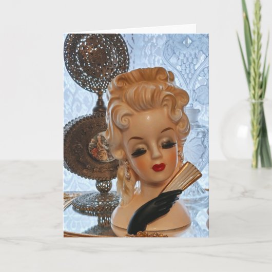 Glamour Lady Head Vase Fan Parfüm Flaschen Karte (Vorderseite)