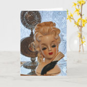 Glamour Lady Head Vase Fan Parfüm Flaschen Karte (Gelbe Blume)