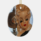 Glamour Lady Head Vase Fan Parfüm Flaschen Keramik Ornament (Rechts)