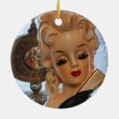 Glamour Lady Head Vase Fan Parfüm Flaschen Keramik Ornament (Hinten)