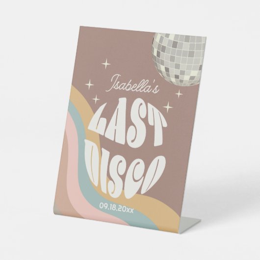 Glamour Last Disco Retro 70er Groovy Bachelorette Sockelschild (Vorderseite)