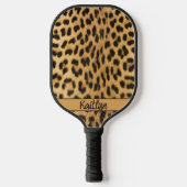 Glamour Leopard Print Script Name Pickleball Schläger (Vorderseite)