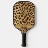 Glamour Leopard Print Script Name Pickleball Schläger (Rückseite)
