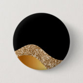 Glamour Light Brown Black Waves Elegante Deluxe Button (Vorderseite)